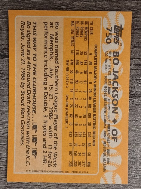 1988 Topps #750 Bo Jackson