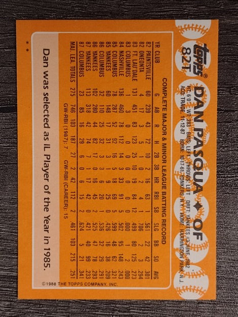 1988 Topps Traded #82T Dan Pasqua