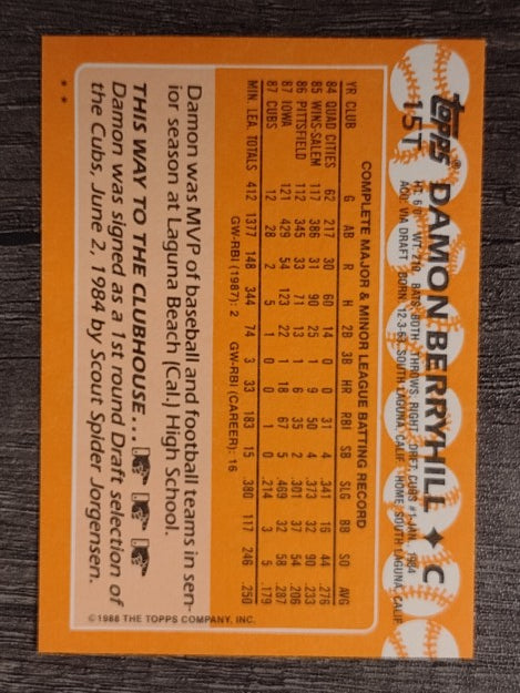 1988 Topps Traded #15T Damon Berryhill XRC