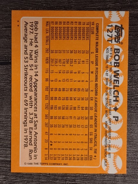1988 Topps Traded #127T Bob Welch