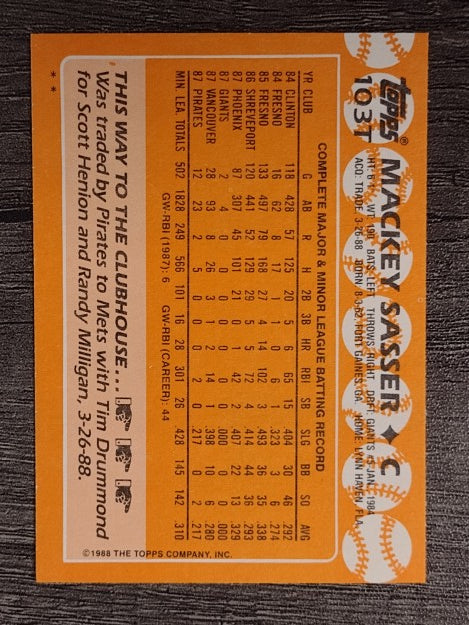 1988 Topps Traded #103T Mackey Sasser XRC