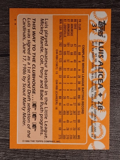 1988 Topps Traded #3T Luis Alicea XRC