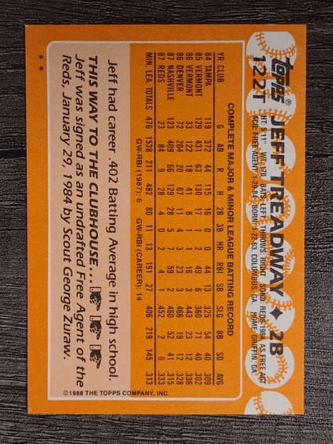 1988 Topps Traded #122T Jeff Treadway XRC