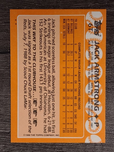 1988 Topps Traded #6T Jack Armstrong XRC