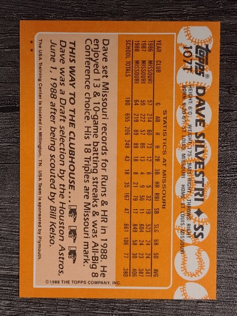 1988 Topps Traded #107T Dave Silvestri OLY XRC