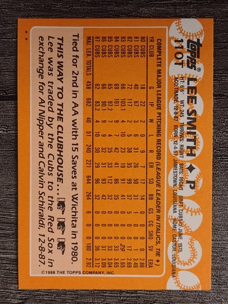1988 Topps Traded #110T Lee Smith