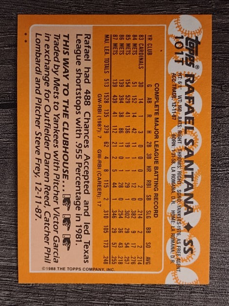 1988 Topps Traded #101T Rafael Santana