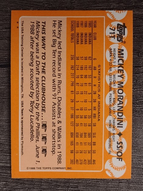 1988 Topps Traded #71T Mickey Morandini OLY XRC