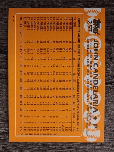 1988 Topps Traded #25T John Candelaria