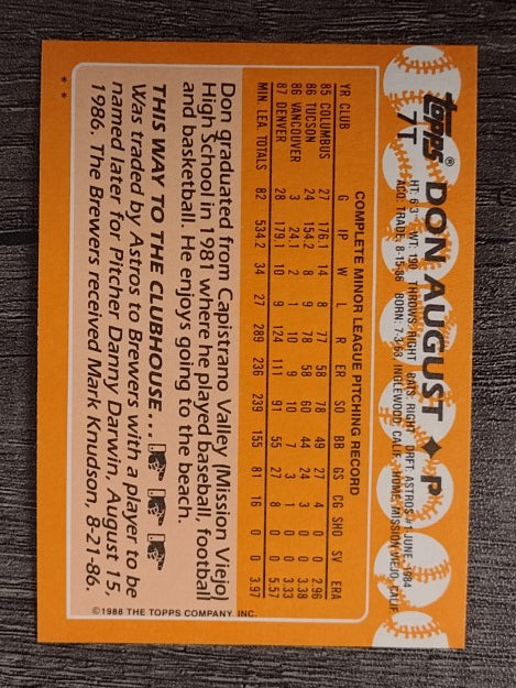 1988 Topps Traded #7T Don August