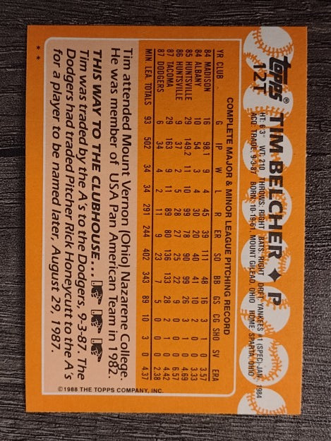 1988 Topps Traded #12T Tim Belcher