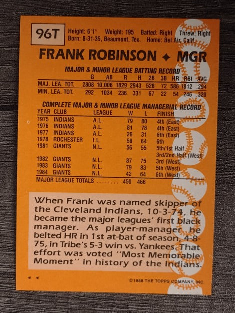 1988 Topps Traded #96T Frank Robinson MG