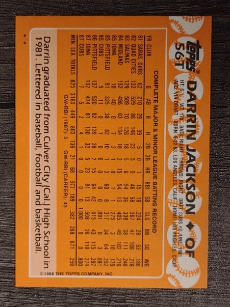 1988 Topps Traded #56T Darrin Jackson XRC