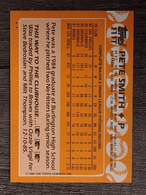 1988 Topps Traded #111T Pete Smith XRC