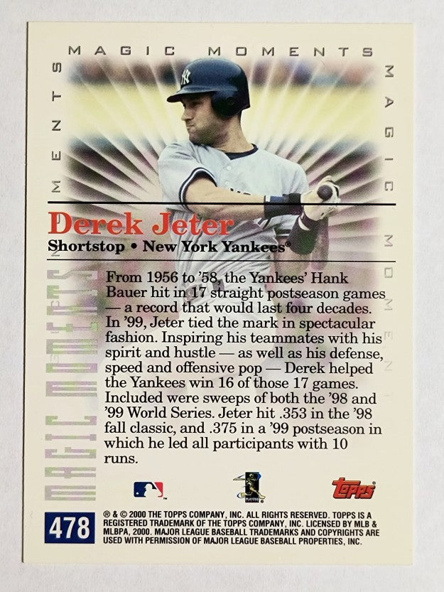 2000 Topps #478E Derek Jeter MM 17 GM Hit Streak