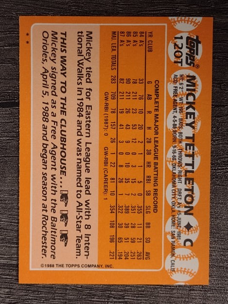 1988 Topps Traded #120T Mickey Tettleton