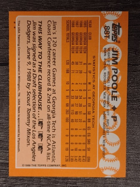 1988 Topps Traded #88T Jim Poole OLY XRC