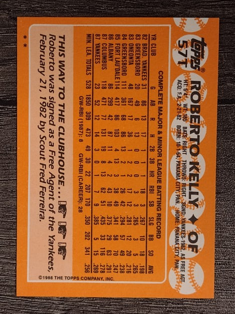 1988 Topps Traded #57T Roberto Kelly XRC