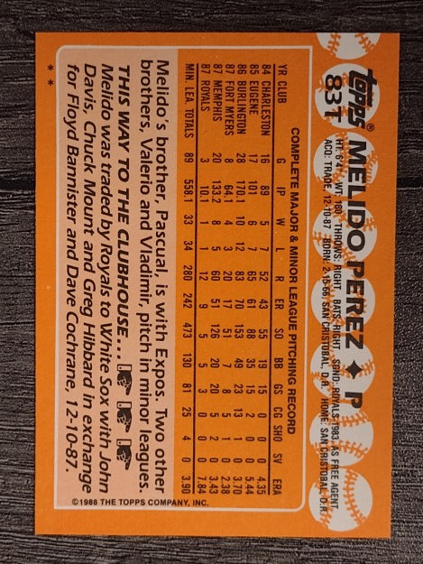 1988 Topps Traded #83T Melido Perez XRC