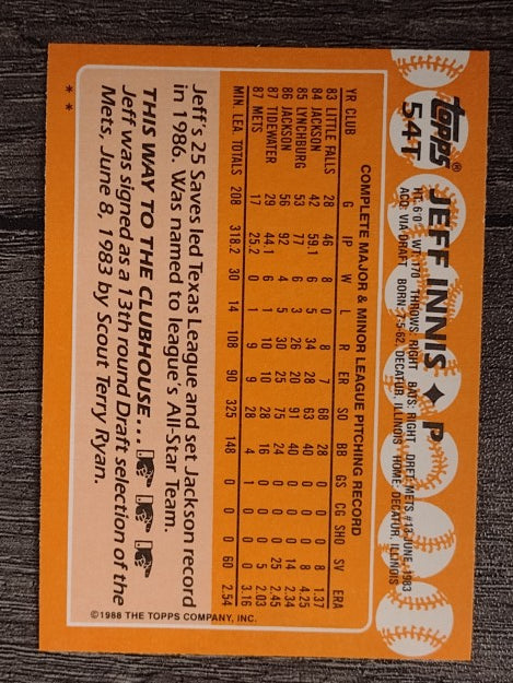 1988 Topps Traded #54T Jeff Innis