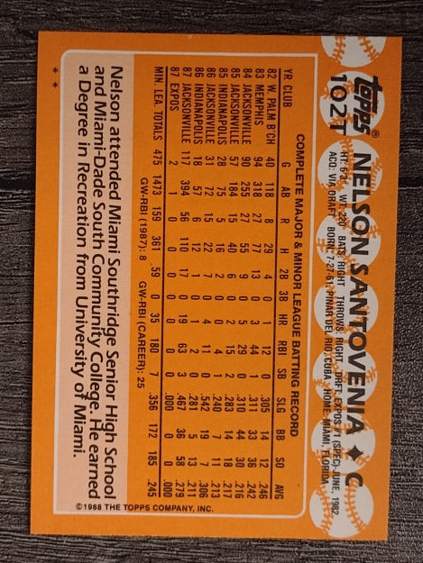 1988 Topps Traded #102T Nelson Santovenia