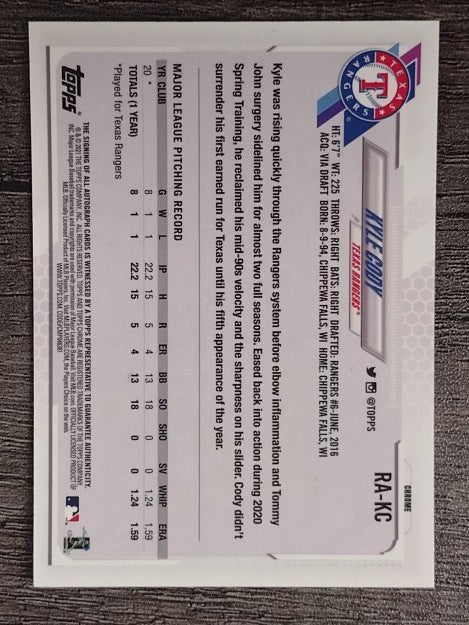 2021 Topps Chrome Rookie Autographs #RAKC Kyle Cody