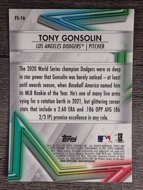 2021 Topps Chrome Future Stars #FS16 Tony Gonsolin