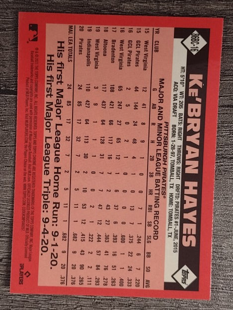 2021 Topps Chrome '86 Topps #86BC16 Ke'Bryan Hayes