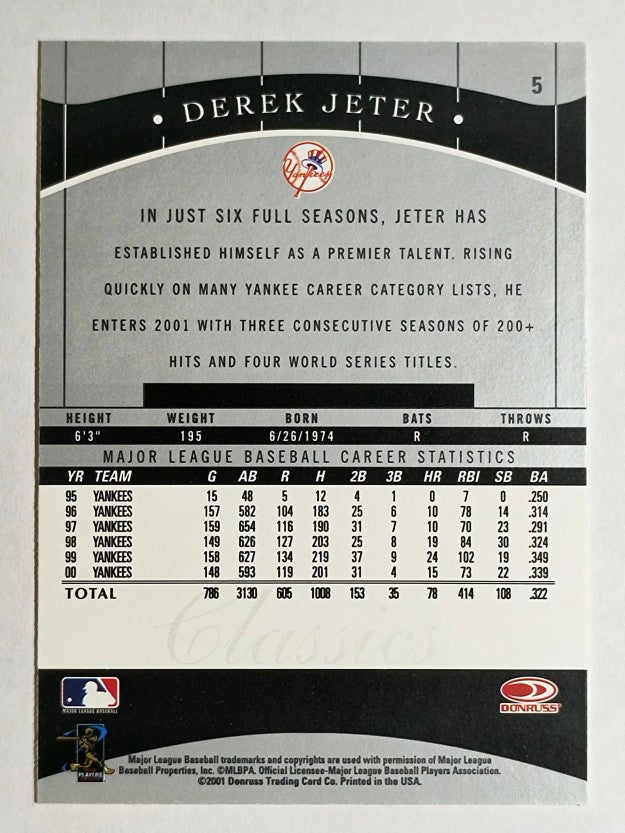 2001 Donruss Classics #5 Derek Jeter