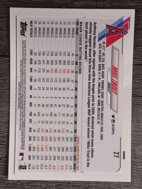2021 Topps Chrome Prism Refractors #27 Mike Trout