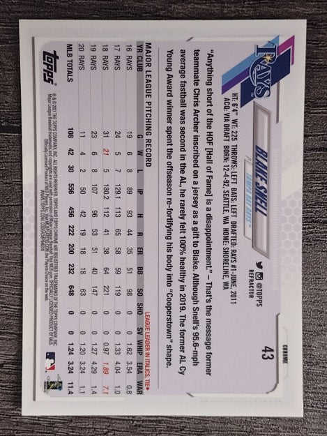 2021 Topps Chrome Refractors #43 Blake Snell