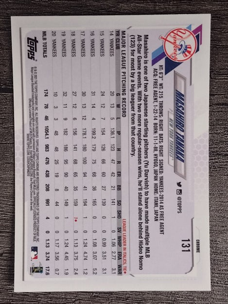 2021 Topps Chrome #131 Masahiro Tanaka