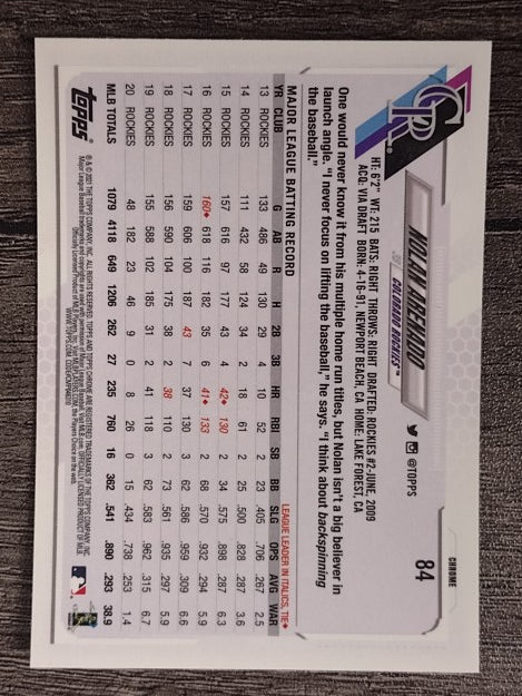 2021 Topps Chrome #84 Nolan Arenado