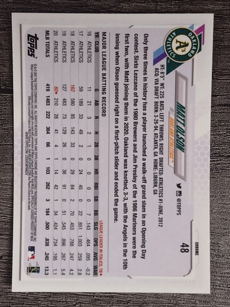 2021 Topps Chrome #48 Matt Olson