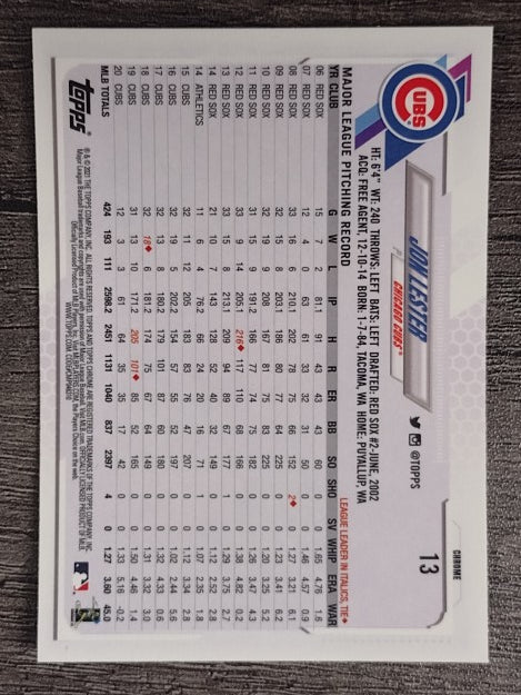 2021 Topps Chrome #13 Jon Lester