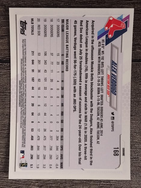2021 Topps Chrome #168 Alex Verdugo