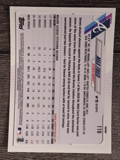 2021 Topps Chrome #110 Max Fried