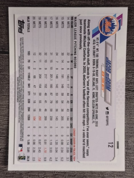 2021 Topps Chrome #12 Jacob deGrom