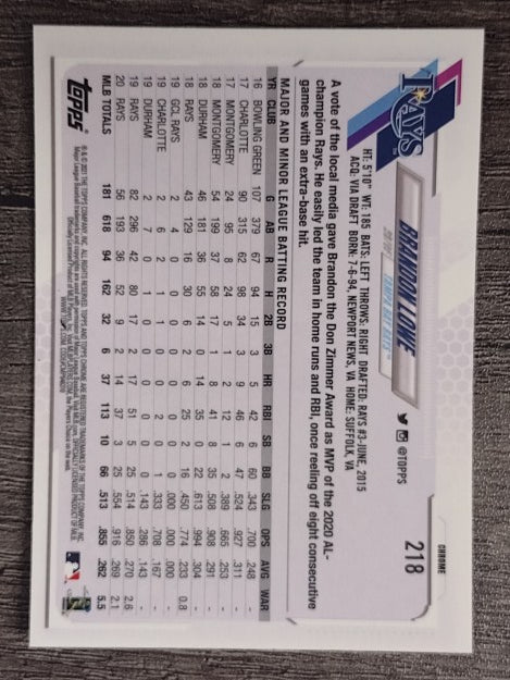 2021 Topps Chrome #218 Brandon Lowe