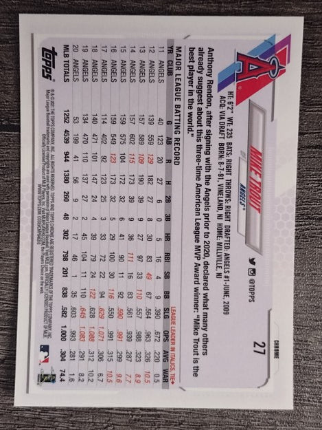 2021 Topps Chrome #27 Mike Trout