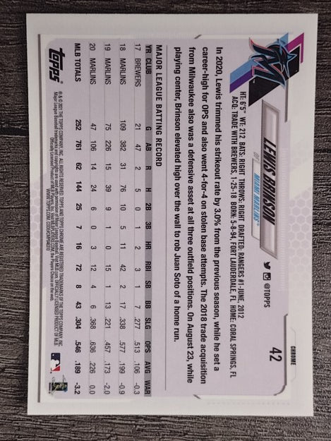 2021 Topps Chrome #42 Lewis Brinson