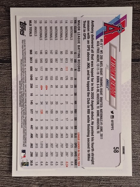 2021 Topps Chrome #58 Anthony Rendon