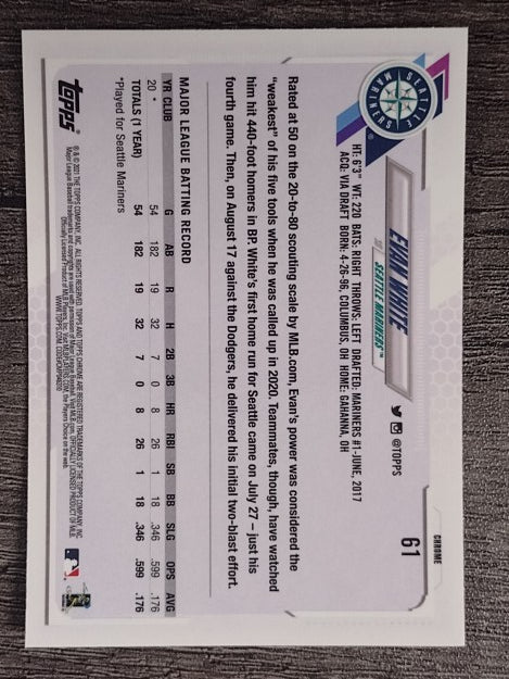 2021 Topps Chrome #61 Evan White RC
