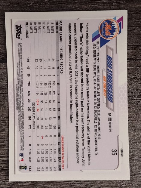 2021 Topps Chrome #35 Noah Syndergaard