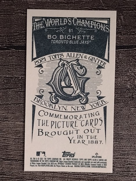 2021 Topps Allen and Ginter Mini A and G Back #61 Bo Bichette