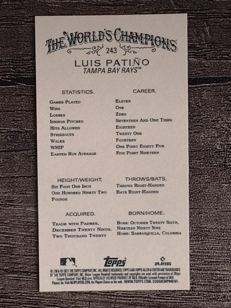 2021 Topps Allen and Ginter Mini #243 Luis Patino