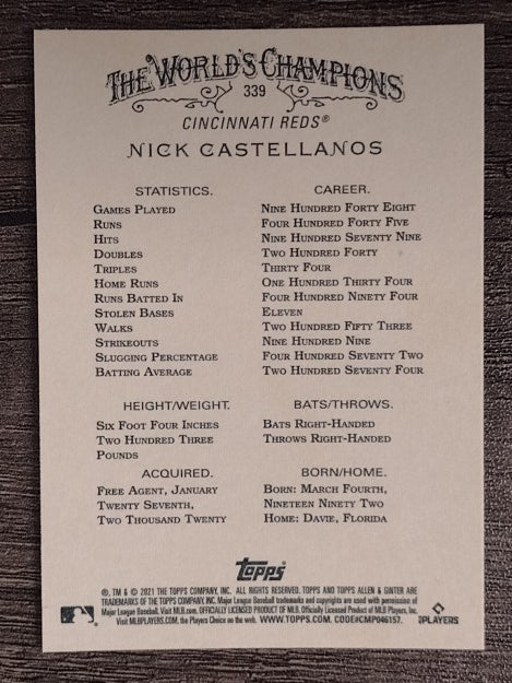 2021 Topps Allen and Ginter #339 Nick Castellanos SP