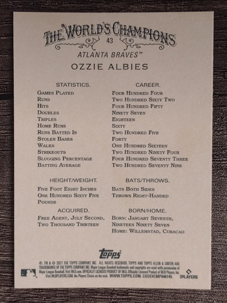 2021 Topps Allen and Ginter #43 Ozzie Albies