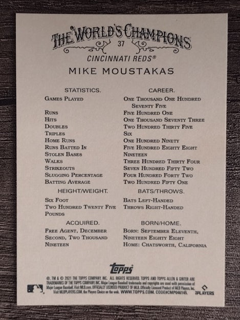 2021 Topps Allen and Ginter #37 Mike Moustakas