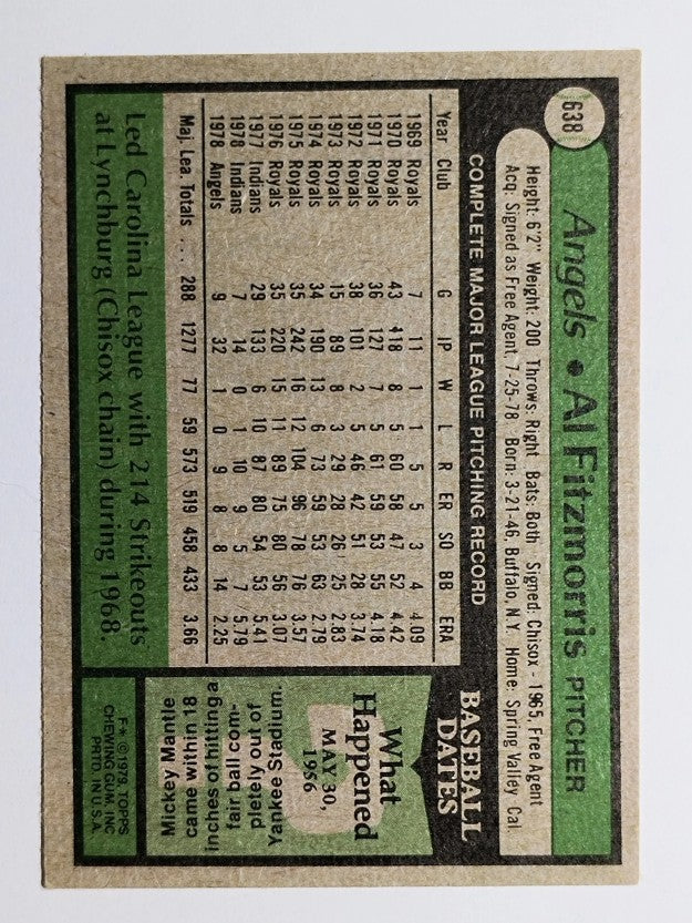 1979 Topps #638 Al Fitzmorris (EX)
